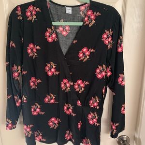 Black floral blouse